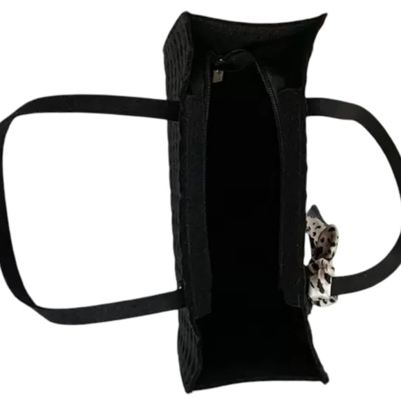 Black Quilted Felt Scarf Decor Bag Purse - Picture 6 of 10